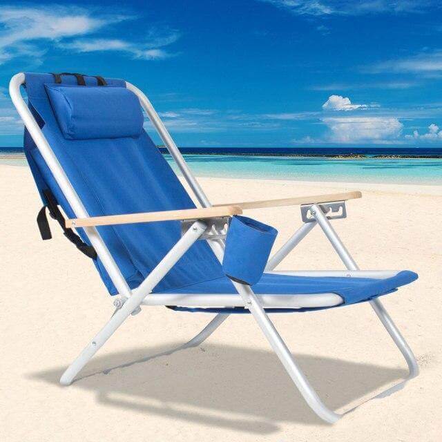 Folding Beach Chair With Adjustable Headrest - Image 5