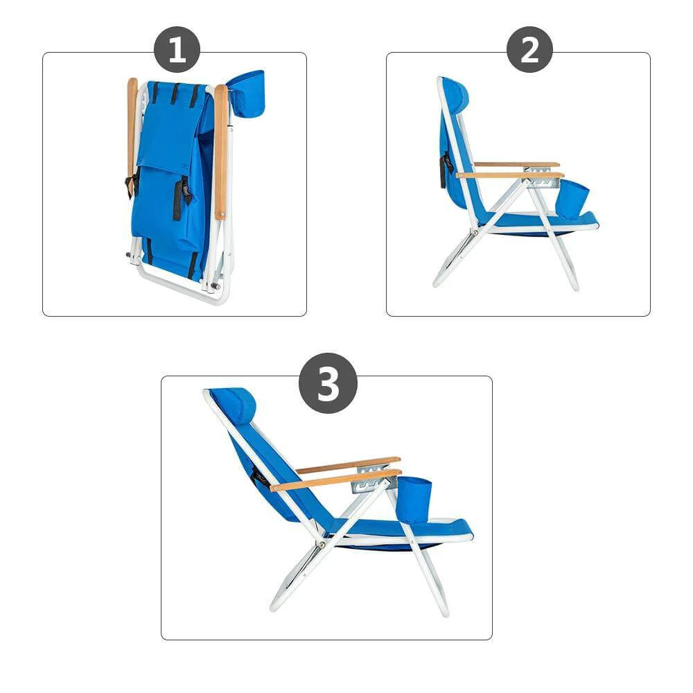 Folding Beach Chair With Adjustable Headrest - Image 6