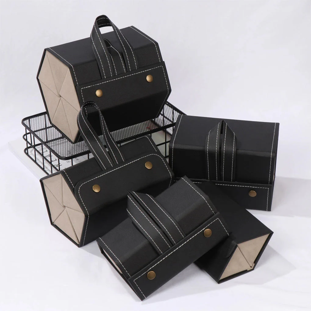 Folding Leather Travel Eyeglasses Organizer - Image 2