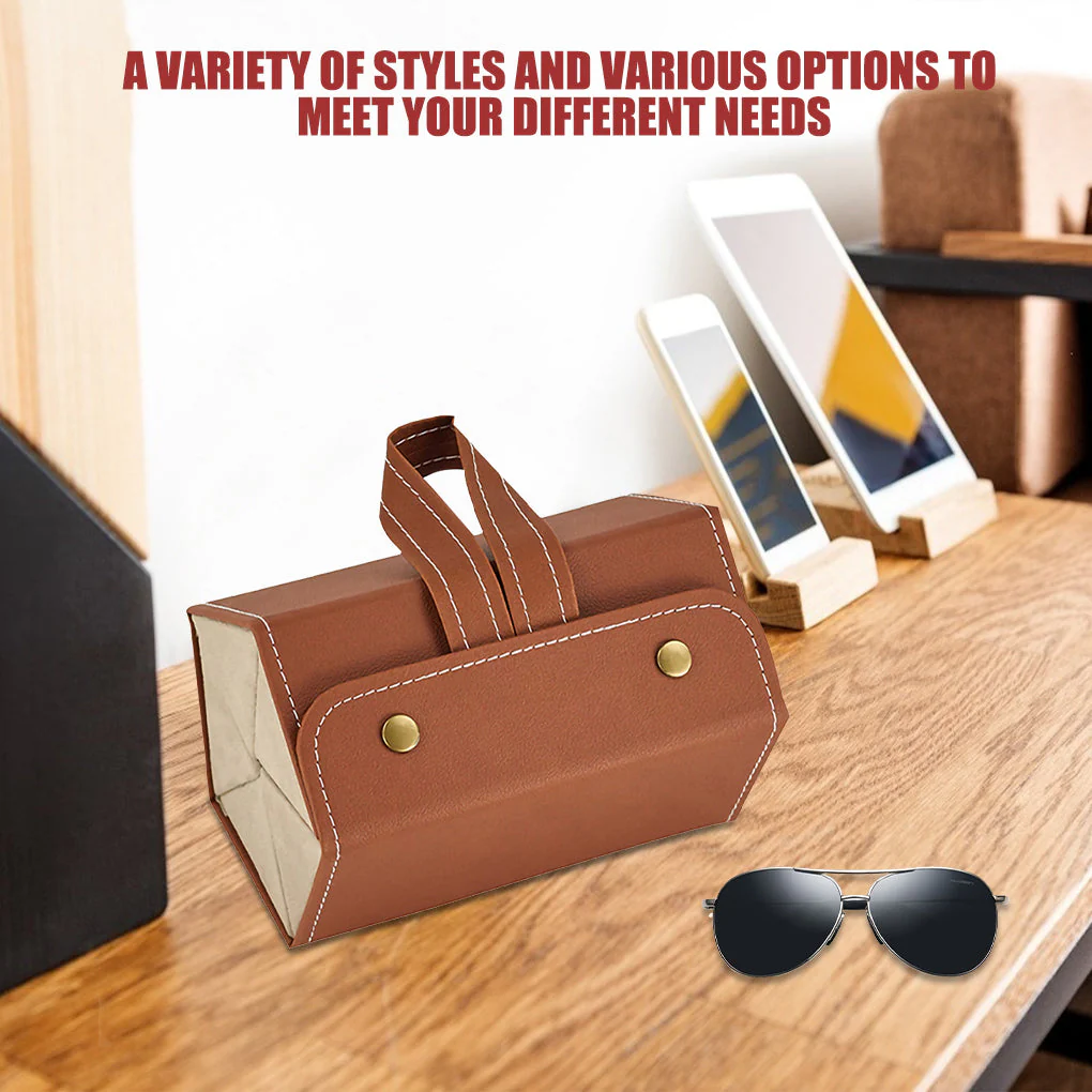 Folding Leather Travel Eyeglasses Organizer - Image 3
