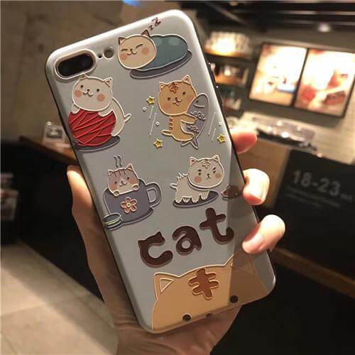 Frosted Embossment Lovely Cute Lazy Sleeping Cat Iphone Cases - Image 3