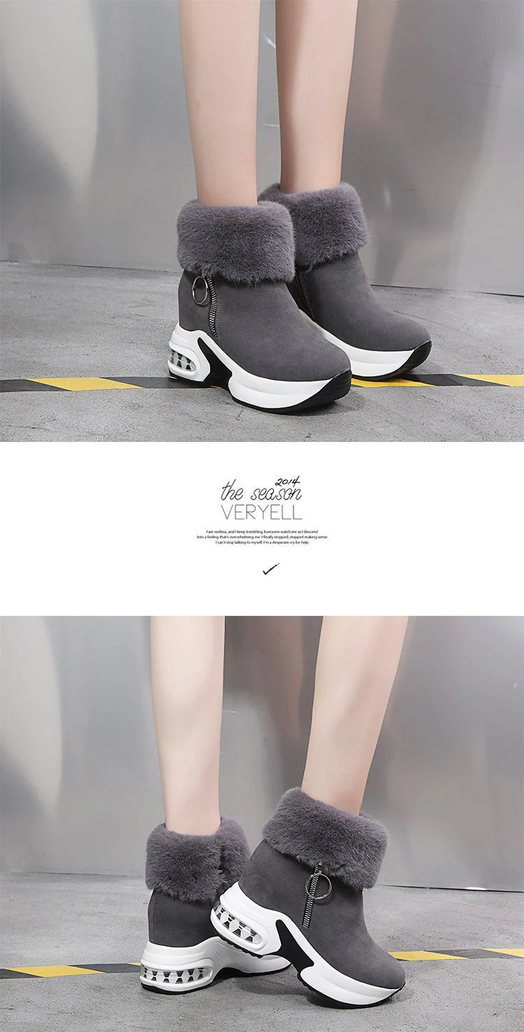 Fur Zipper Wedges Winter Boots - Image 14