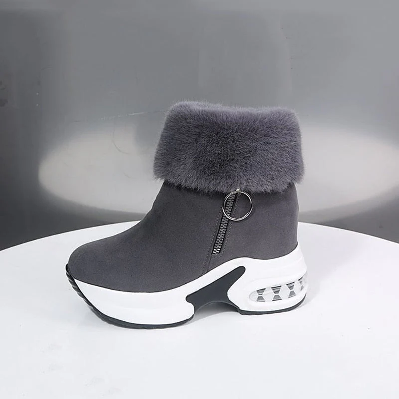 Fur Zipper Wedges Winter Boots - Image 3