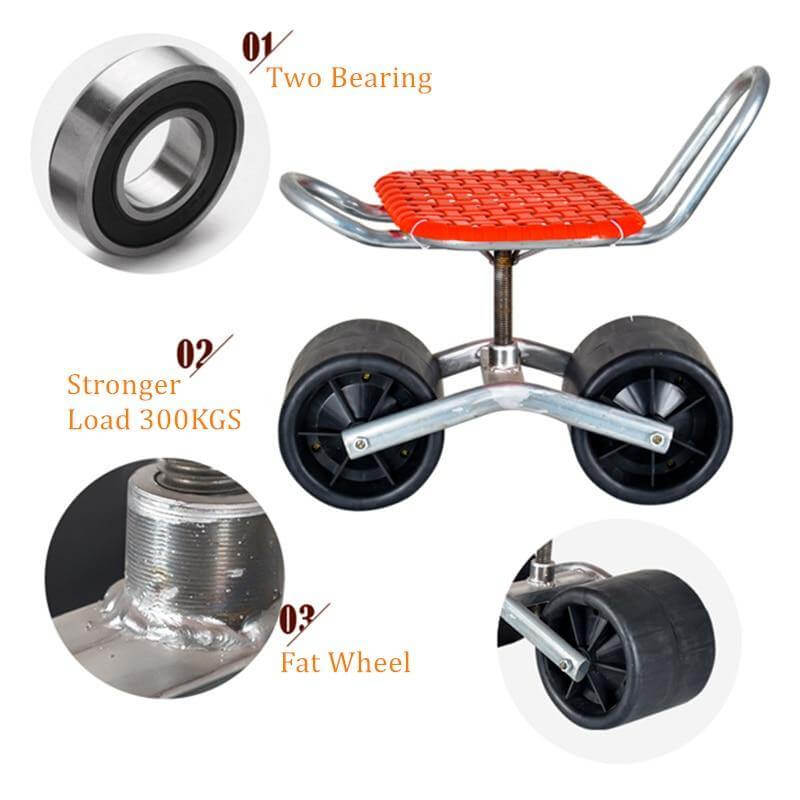 Garden Mobile Agricultural Lazy Rotatable Wheeled Stool - Image 2