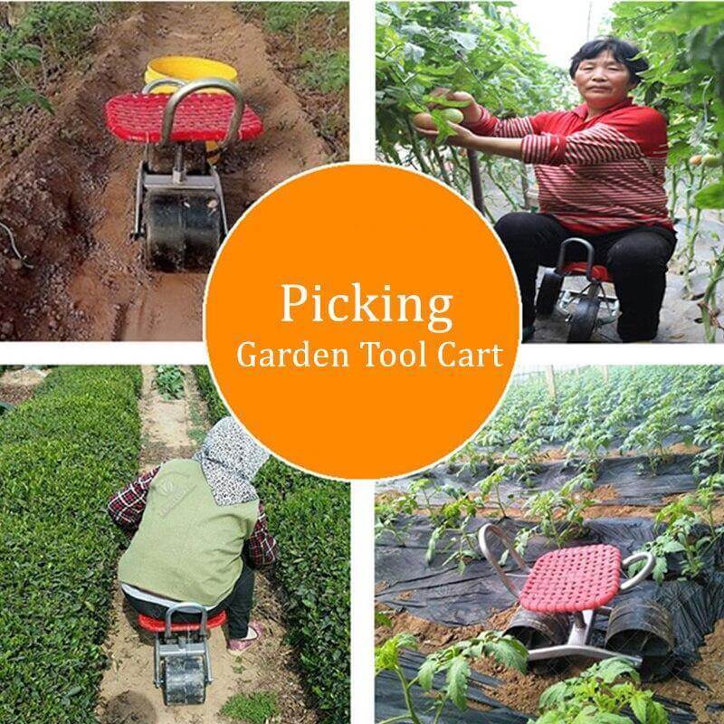 Garden Mobile Agricultural Lazy Rotatable Wheeled Stool - Image 3