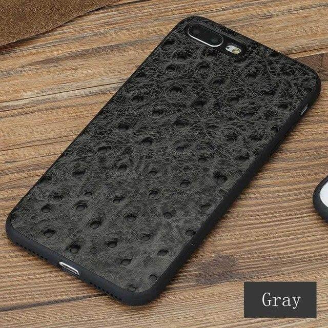 Genuine Leather Ostrich Skin Texture Iphone Cases - Image 8