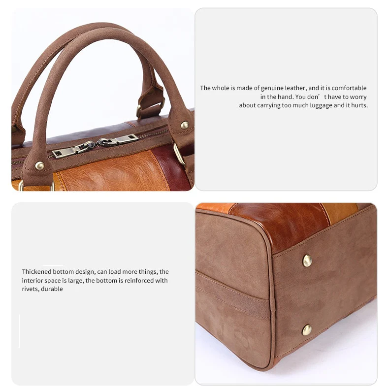 Genuine Leather Vintage High Capacity Travel Bag - Image 9