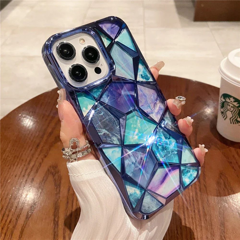 Geometric Colorful Marble iPhone Case - Image 3
