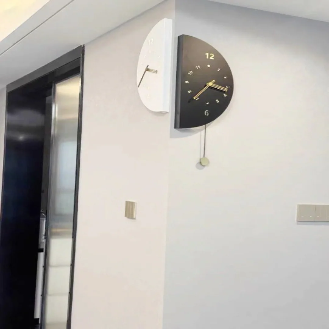 Geometric Half-Moon Dual Wall Clock - Image 3