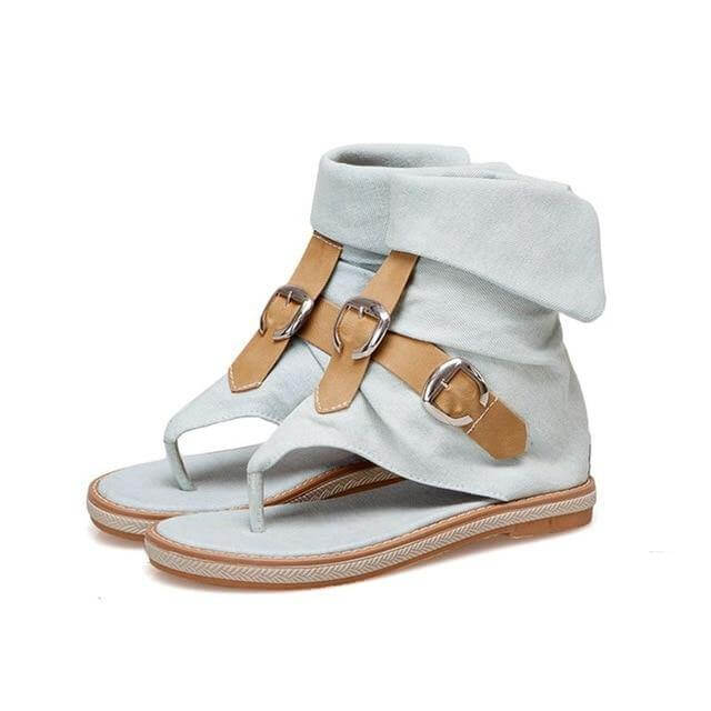Gladiator Buckle Jean Sandals - Image 2