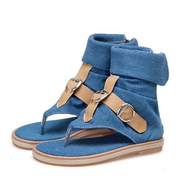 Gladiator Buckle Jean Sandals - Image 4