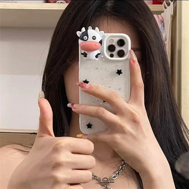 Glowing Cow 3D Transparent iPhone Case - Image 3