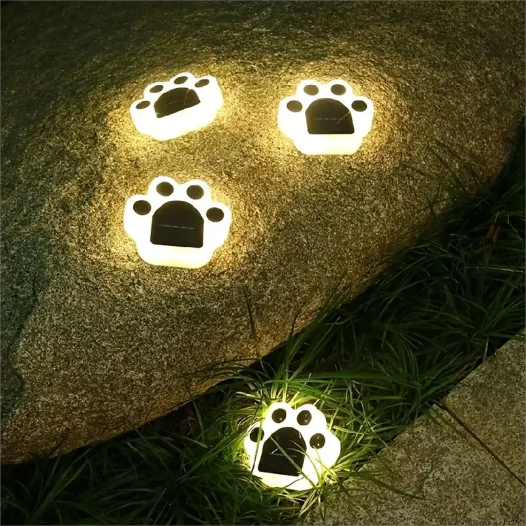Glowing Paw LED Solar Pathway Outdoor Lights - Image 2