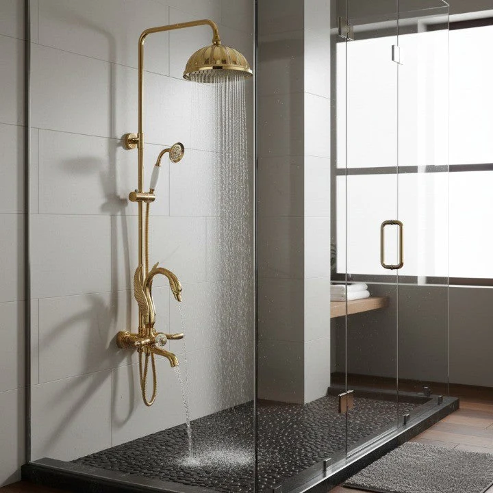 Gold Swan Design Rainfall Shower System