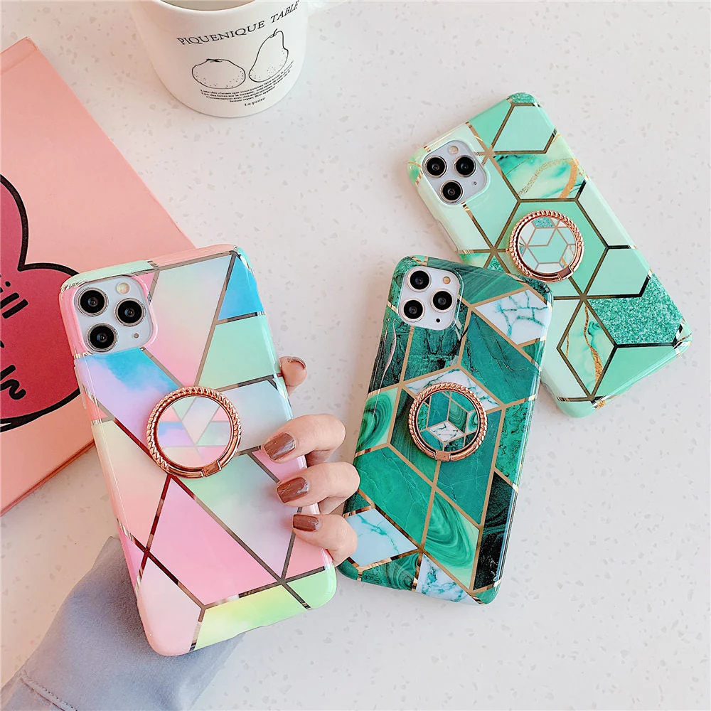 Golden Silver Finger Ring Holder Marble Iphone Cases - Image 4