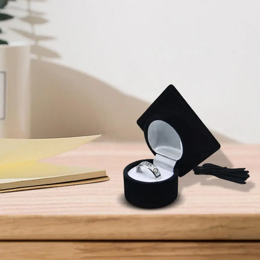 Graduation Cap Shaped Flannel Jewelry Ring Storage Box - Image 3