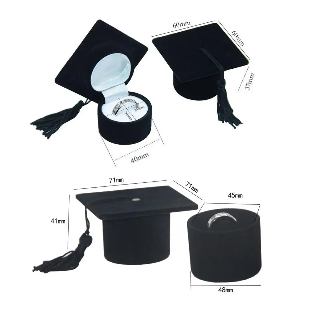 Graduation Cap Shaped Flannel Jewelry Ring Storage Box - Image 5