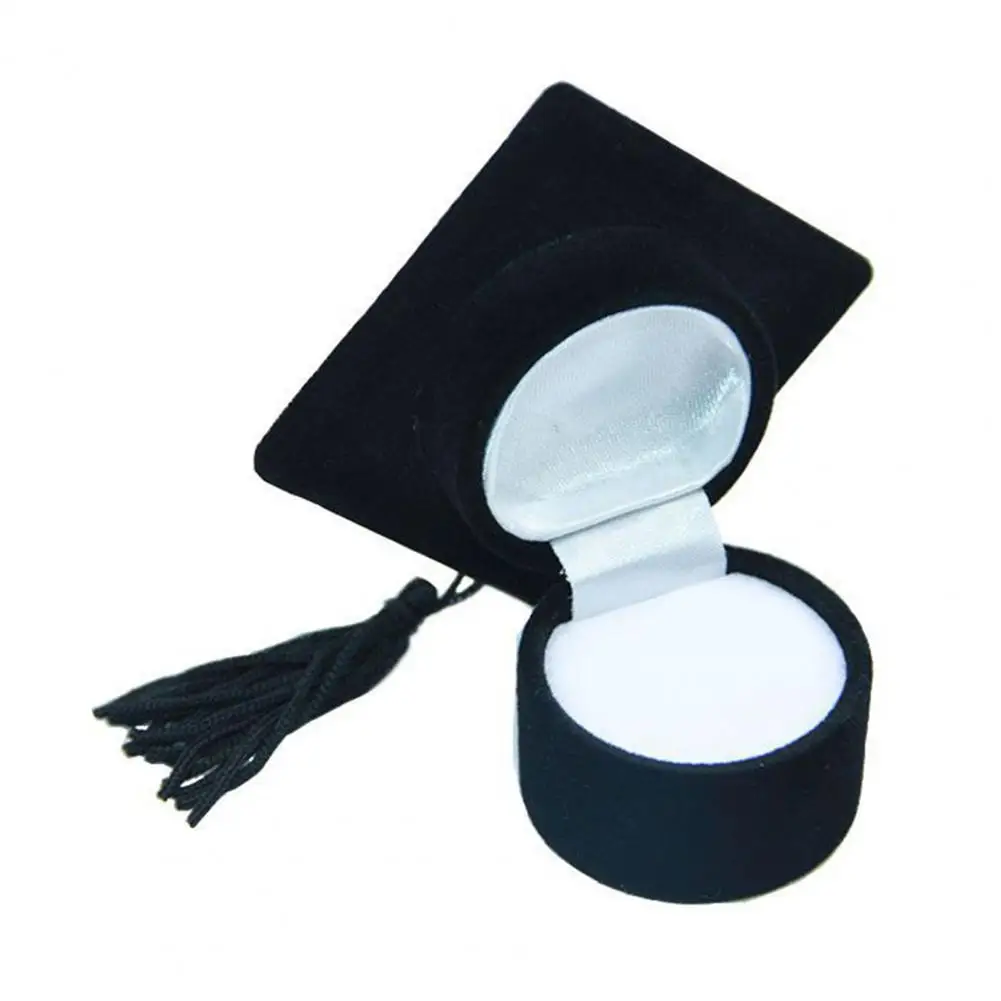 Graduation Cap Shaped Flannel Jewelry Ring Storage Box - Image 8