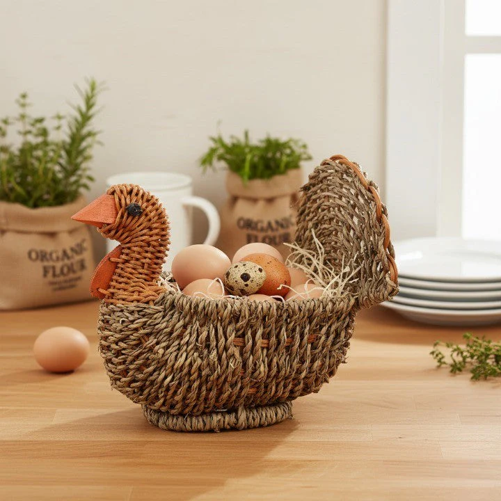 Handcrafted Natural Woven Turkey Shape Basket - Image 2
