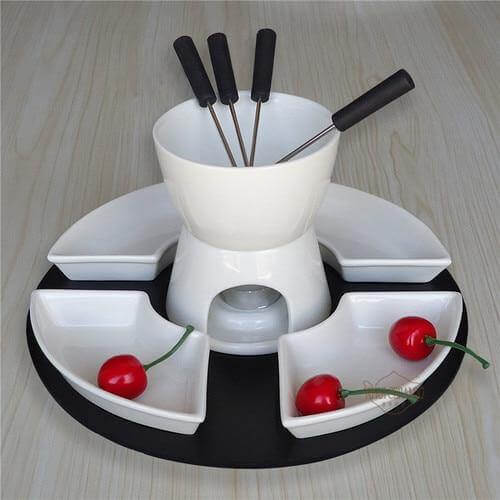 Handmade Ceramic Chocolate Fondue Pot Serving Set - Image 4