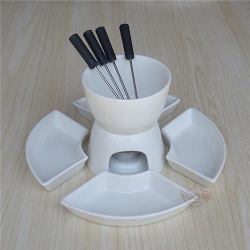 Handmade Ceramic Chocolate Fondue Pot Serving Set - Image 5