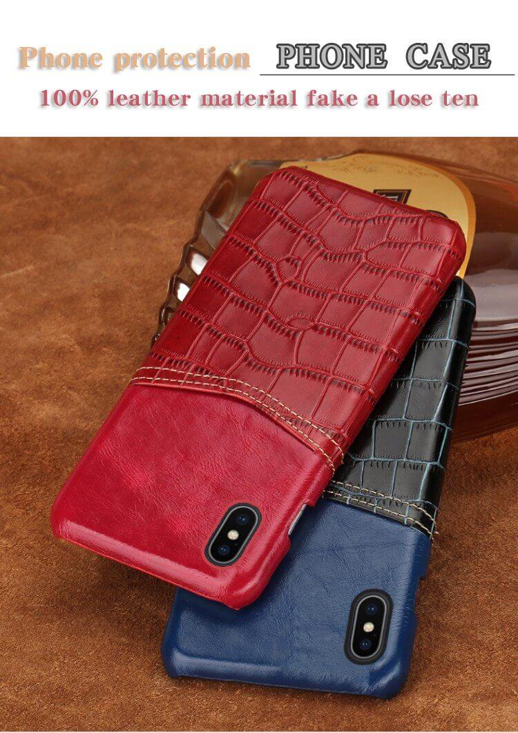 Handmade Crocodile Pattern Wax Leather Luxury IPhone Cases - Image 8