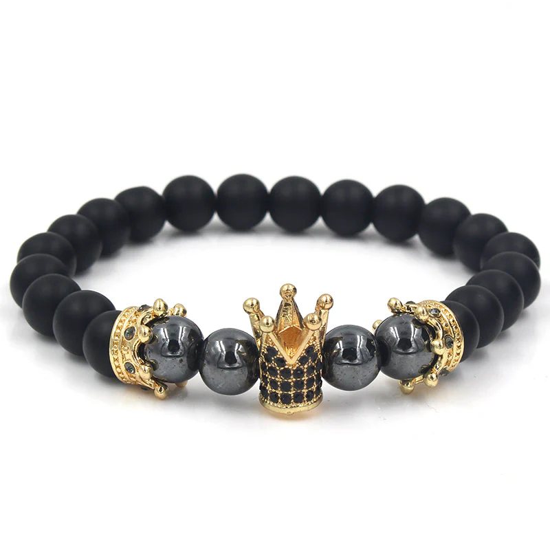 Handmade Natural Stone Beads Crown Bracelet - Image 5