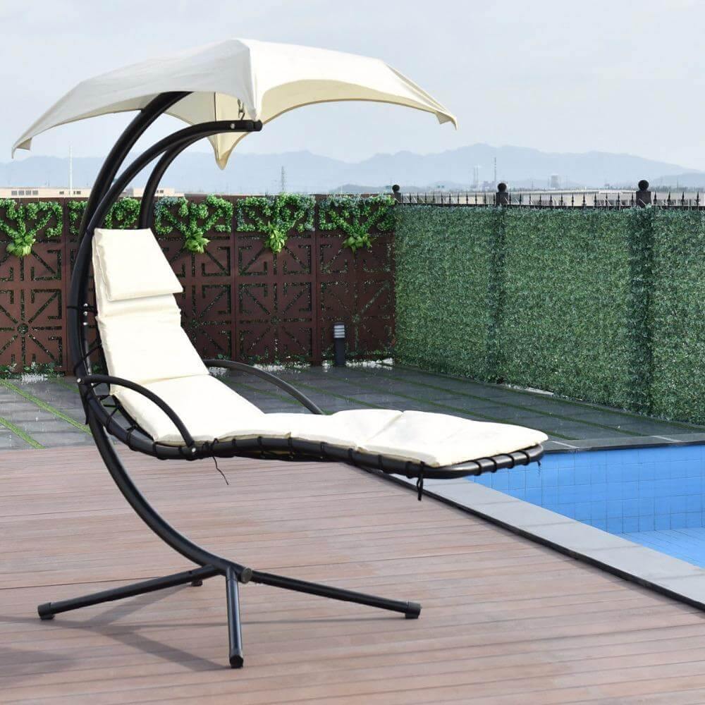 Hanging Chaise Lounger Chair Arc Stand Swing Hammock - Image 4