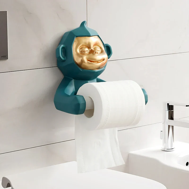 Happy Monkey Resin Toilet Paper Holder - Image 3