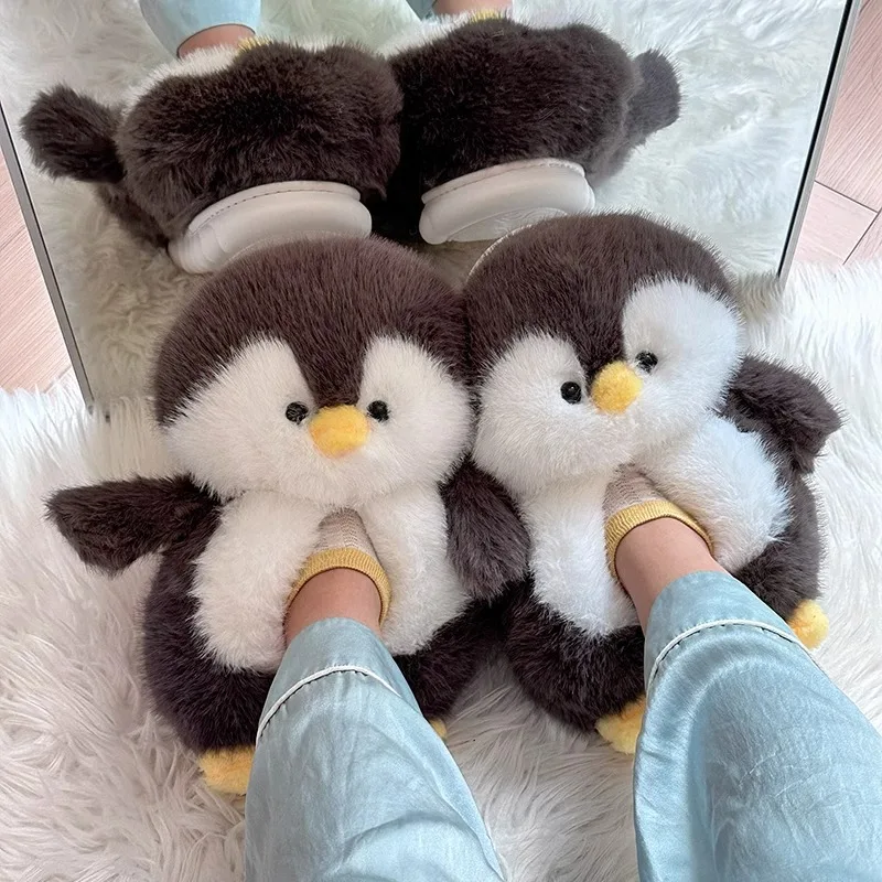 Happy Penguins Plush Comfy Cozy Slippers - Image 6