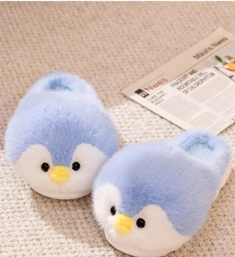 Happy Penguins Plush Comfy Cozy Slippers - Image 9