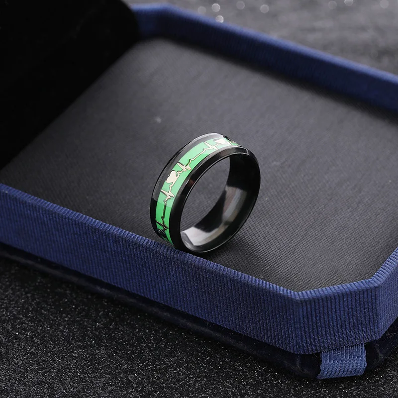 Heart Beat Titanium Steel Couple Rings - Image 10