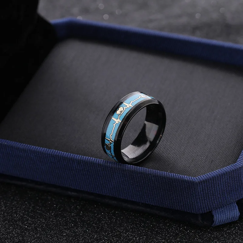 Heart Beat Titanium Steel Couple Rings - Image 11
