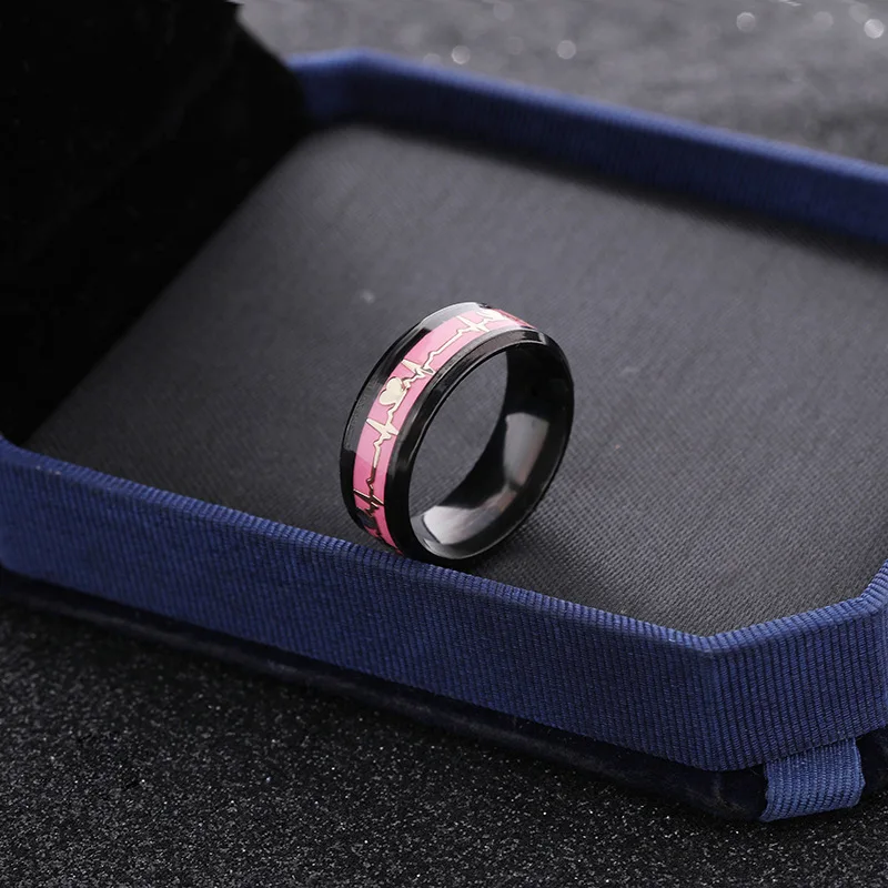 Heart Beat Titanium Steel Couple Rings - Image 12