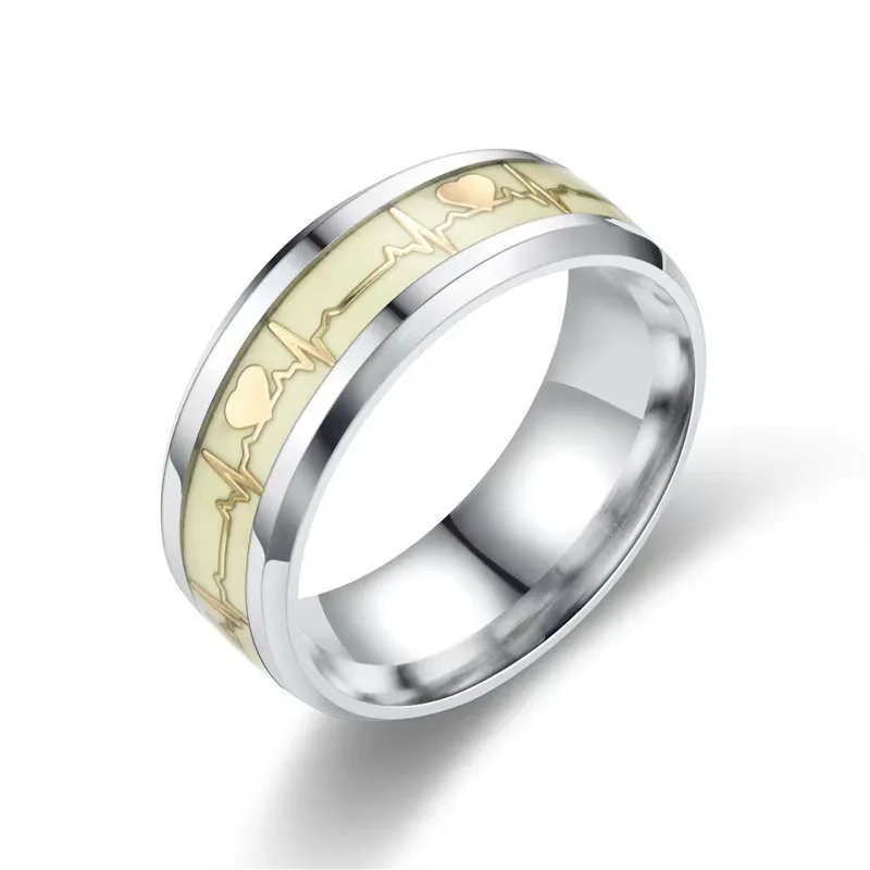 Heart Beat Titanium Steel Couple Rings - Image 14
