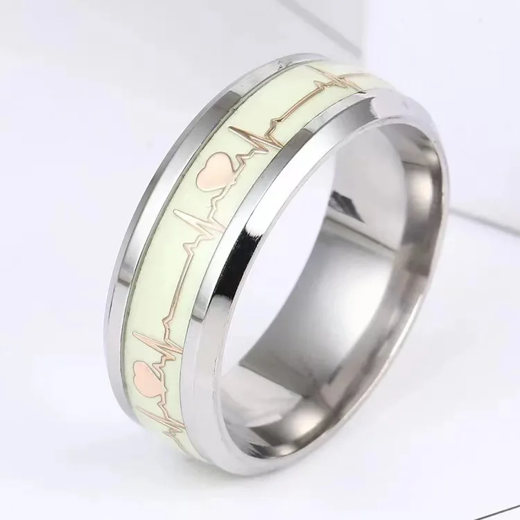 Heart Beat Titanium Steel Couple Rings - Image 3