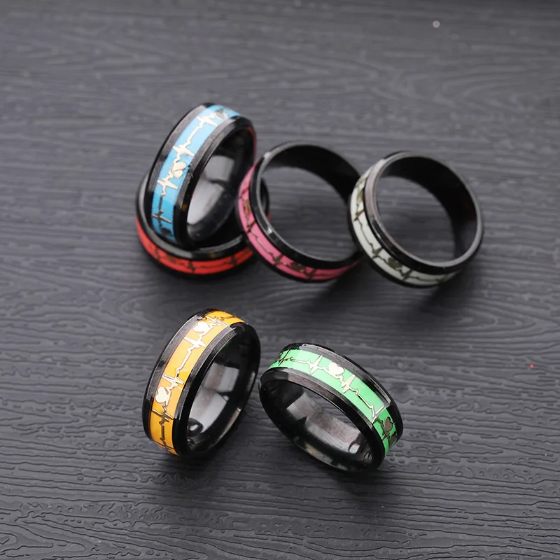 Heart Beat Titanium Steel Couple Rings - Image 5