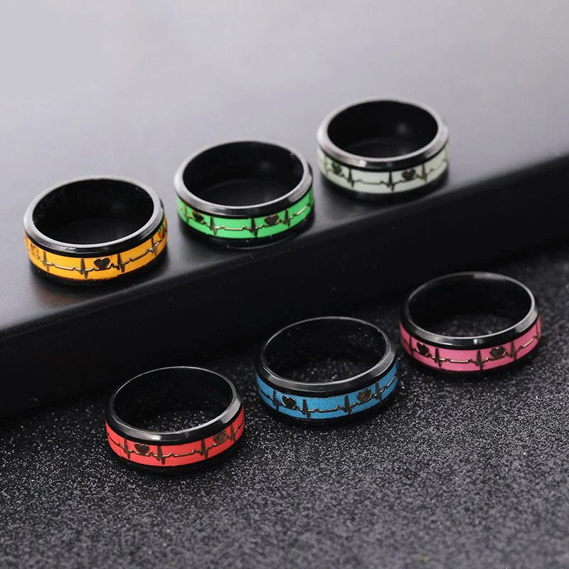 Heart Beat Titanium Steel Couple Rings - Image 6