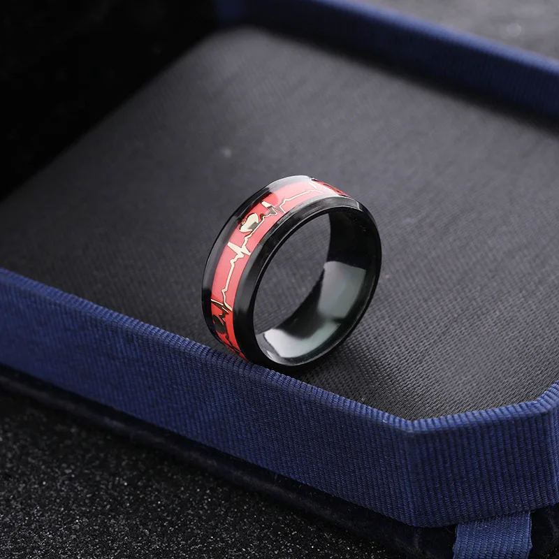 Heart Beat Titanium Steel Couple Rings - Image 7