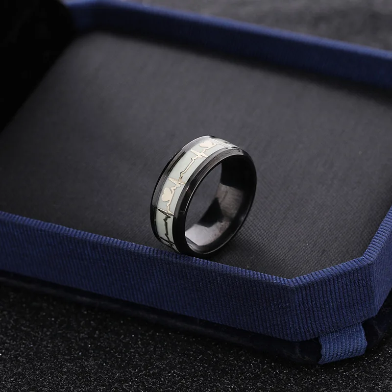 Heart Beat Titanium Steel Couple Rings - Image 8