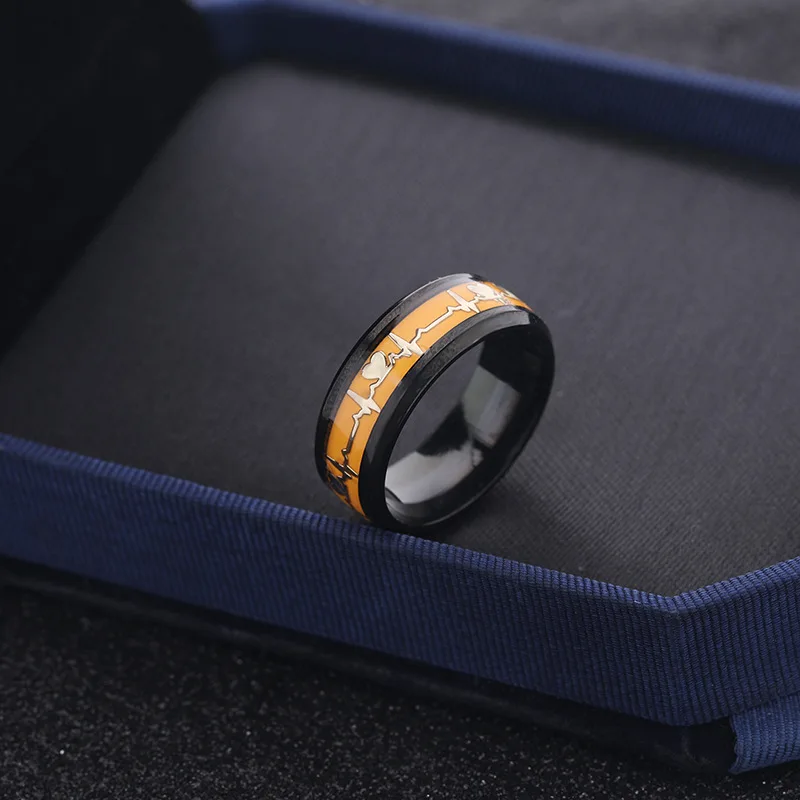 Heart Beat Titanium Steel Couple Rings - Image 9