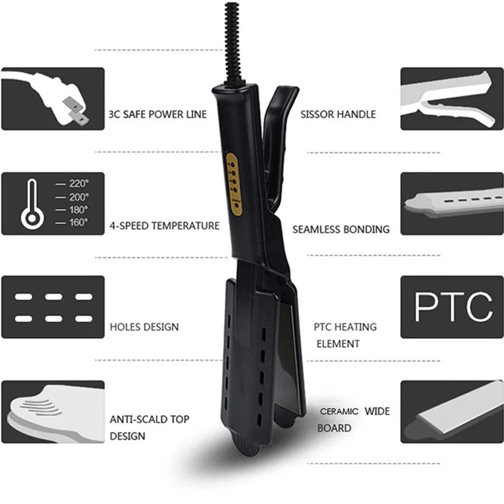 Heat Flex Adjustable Ceramic Iron Hair Styling Straightener - Image 3