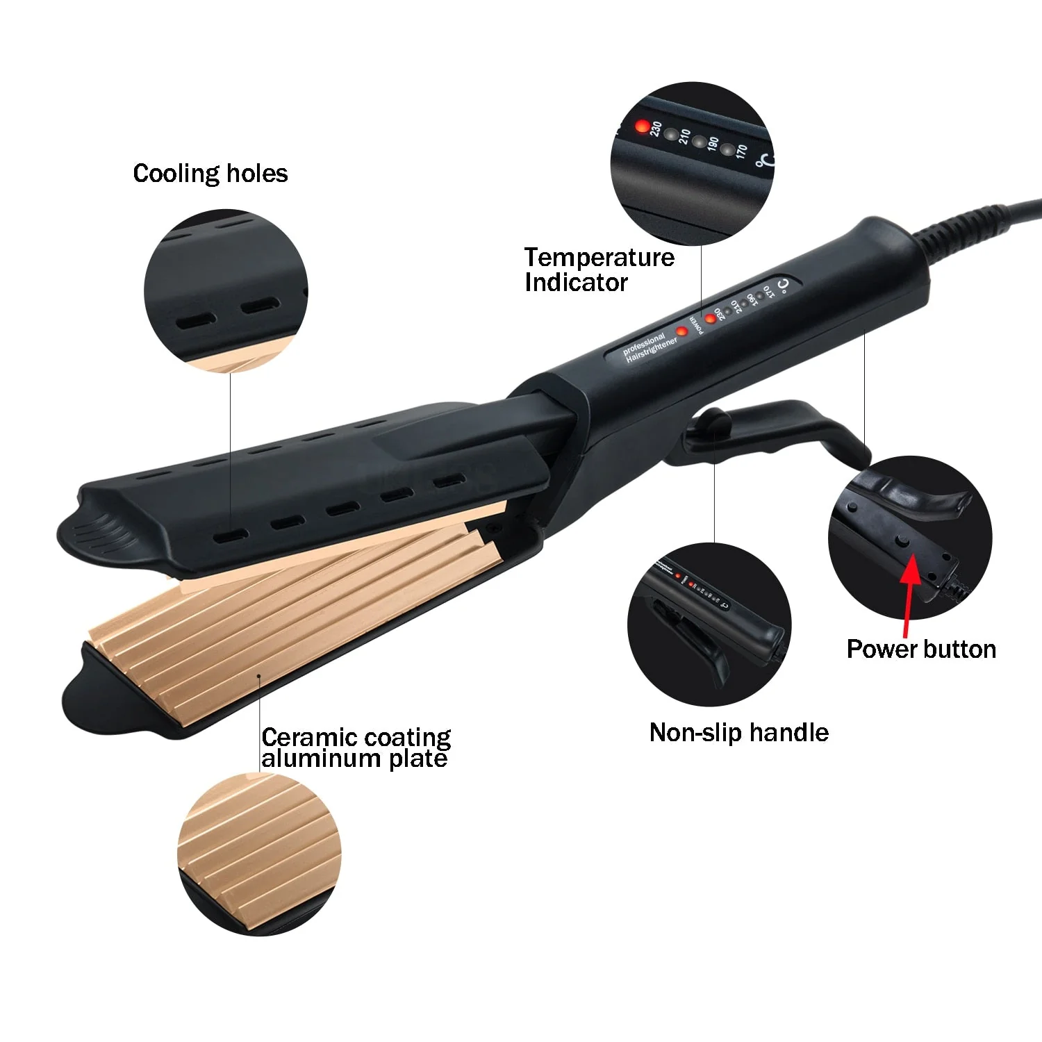 Heat Flex Adjustable Ceramic Iron Hair Styling Straightener - Image 5