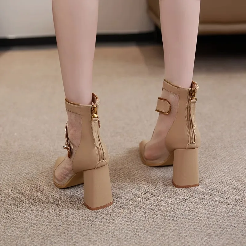 Heel Breeze Stylish Mesh Ankle Women Boots - Image 2