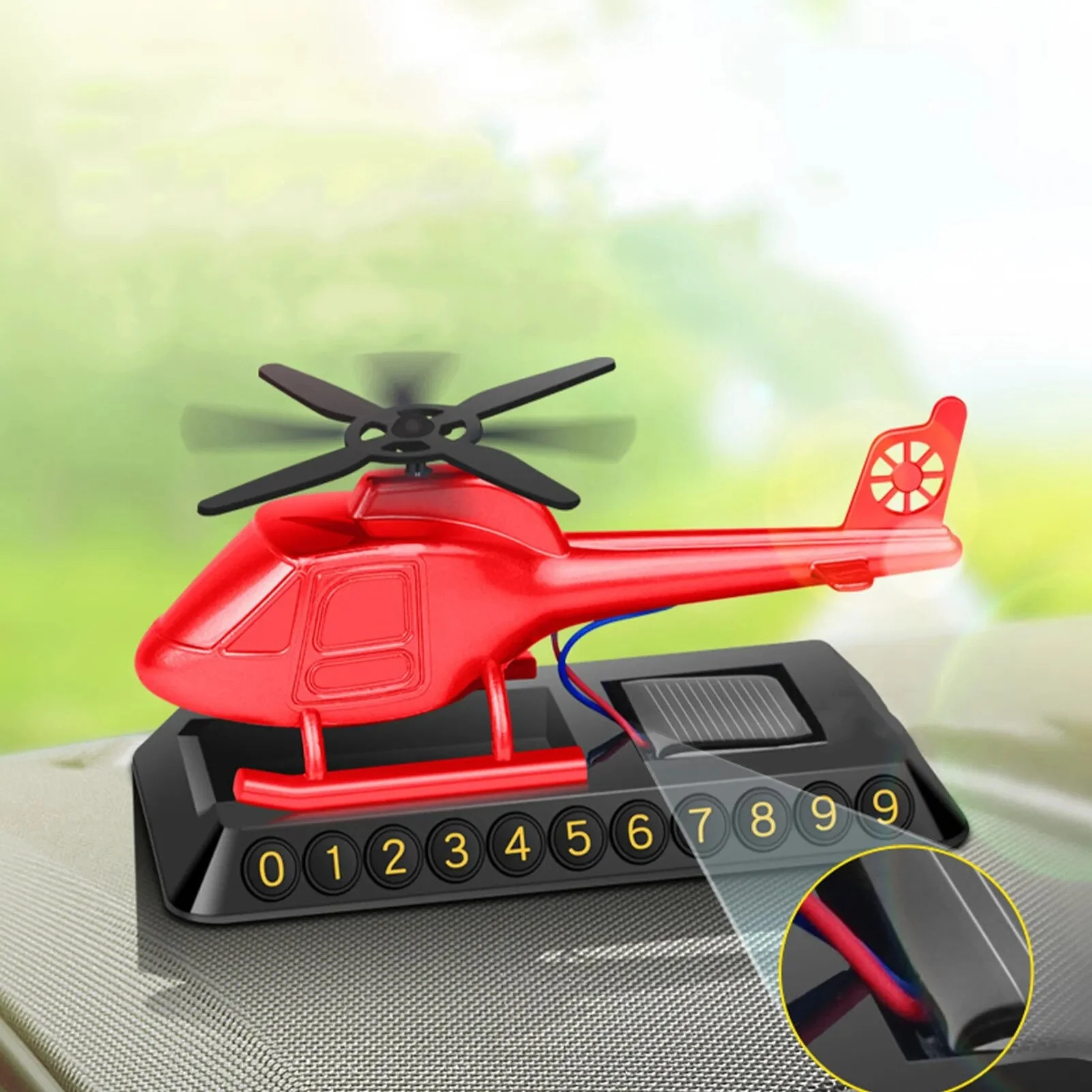 Helicopter Solar-Powered Car Air Freshener Parking Number Plate - Image 2