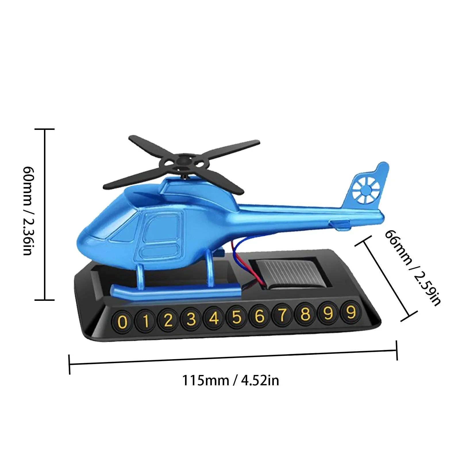 Helicopter Solar-Powered Car Air Freshener Parking Number Plate - Image 4