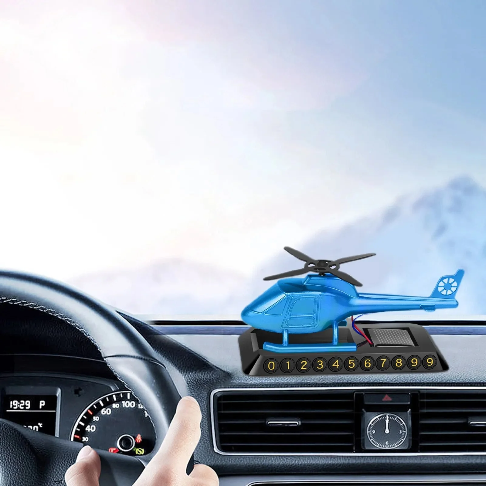Helicopter Solar-Powered Car Air Freshener Parking Number Plate - Image 5