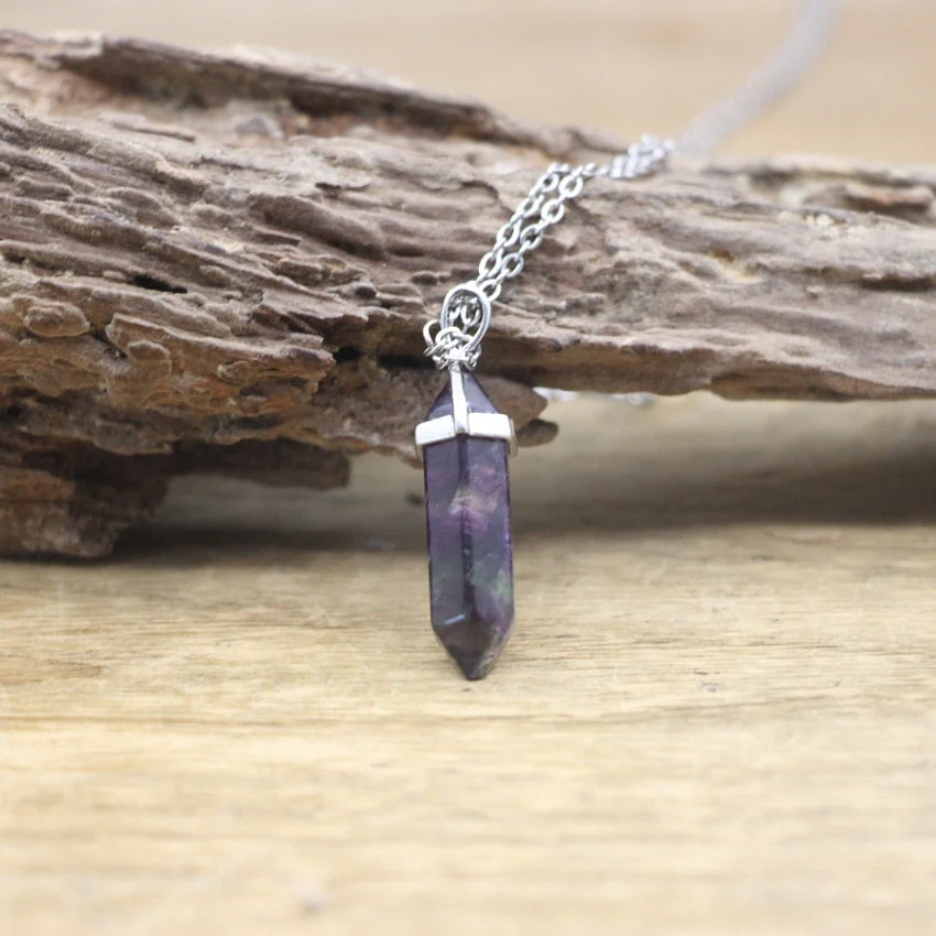 Hexagon Natural Stone Chakra Necklace - Image 3