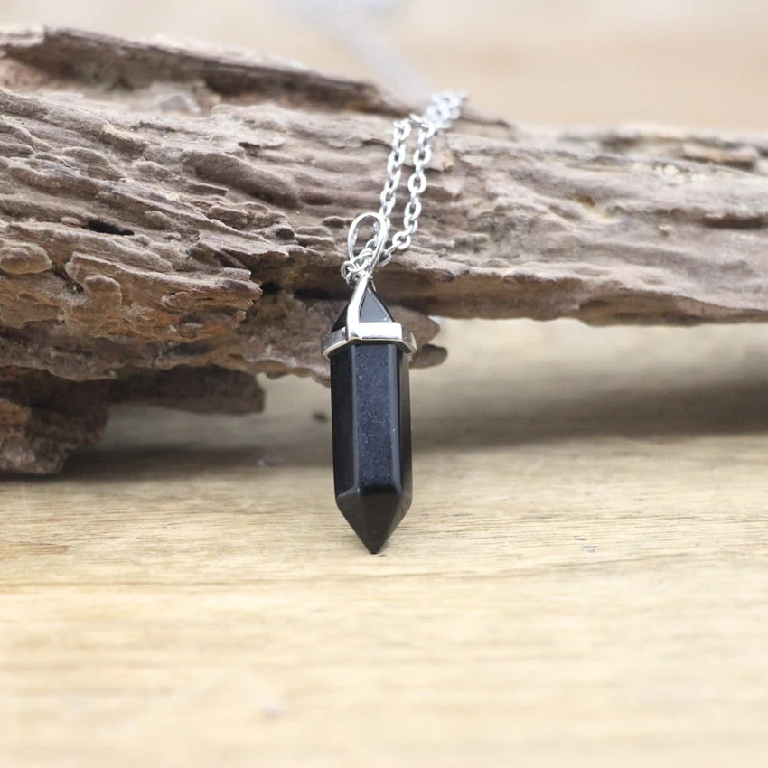 Hexagon Natural Stone Chakra Necklace - Image 9