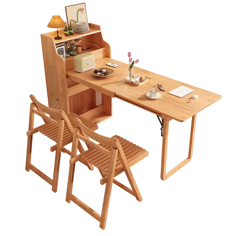 Hidden Cabinet Space Saver Foldable Dining Table Chair Set - Image 6